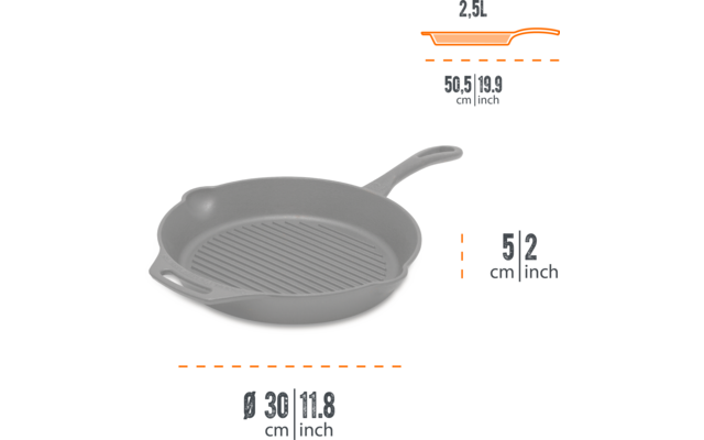Petromax GP30 Gusseisen Grill-Feuerpfanne mit Stiel 30 cm