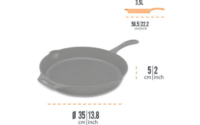 Petromax GP35 Gusseisen Grill-Feuerpfanne mit Stiel 35 cm