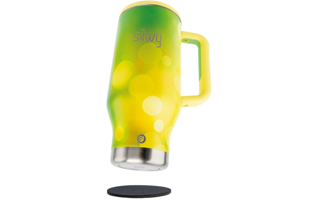 Product afbeelding Silwy Magnet Tumbler Isolierbecher aus Edelstahl mit Griff und Metall-Nano-Gel-Pad 900 ml 1