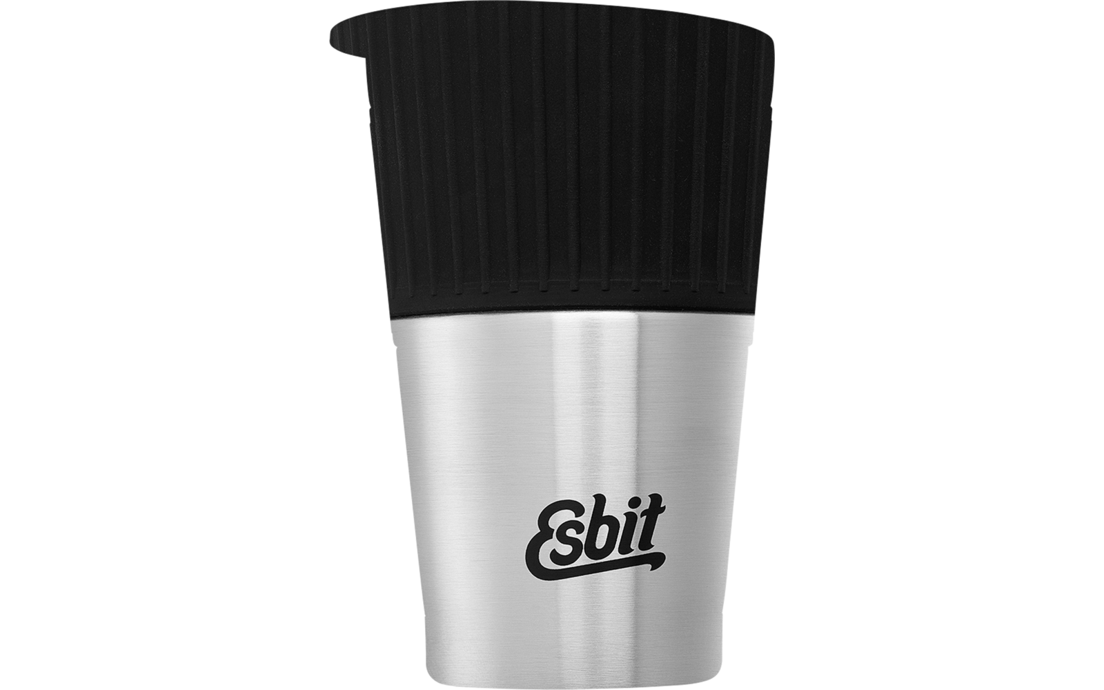 Silberner und schwarzer Thermobecher mit Esbit-Logo