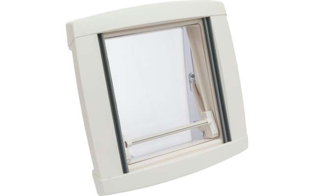 White dog door with closed flap on white background