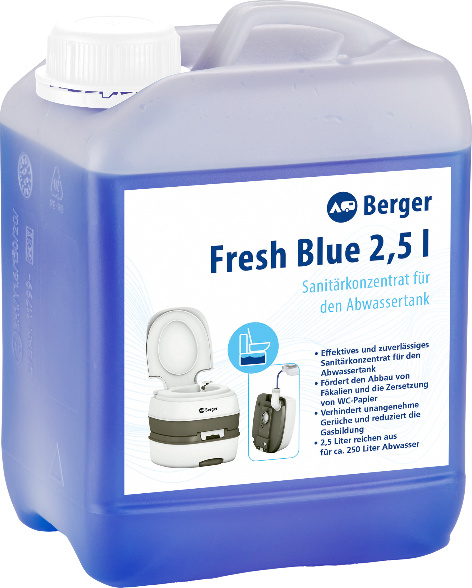 Liquide sanitaire pour toilettes de camping Berger Fresh Blue 2,5 L -  Accessoires de camping Berger Camping