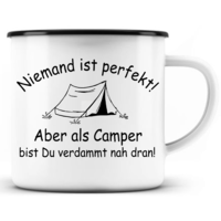 Just Camper enamel mug Nobody is perfect