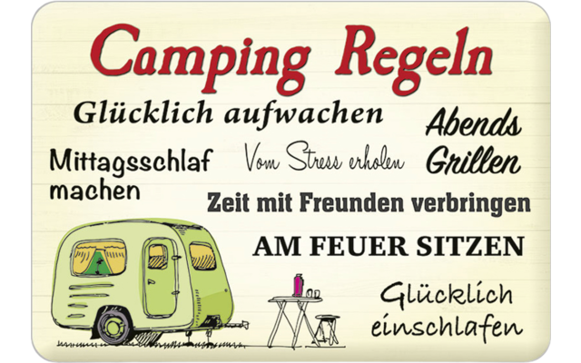 Tinnen bord Camping Regels