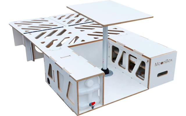 Gril solaire pliable blanc avec panneau solaire intégré et réservoir d'eau