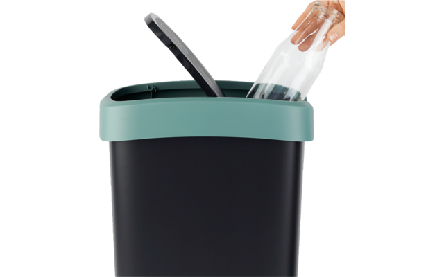 Rotho Twist poubelle avec couvercle basculant et rabattable 25 litres vert mistletoe