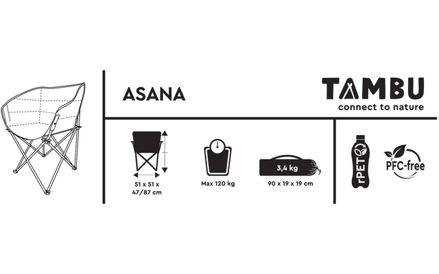 Product afbeelding Tambu Asana opvouwbare campingstoel van gerecycled polyester tot 120 kg 1