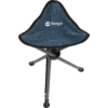 Blauer, dreibeiniger Campingstuhl mit Stoffbezug und Logo