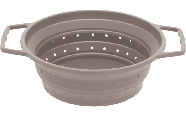 Beiger faltbarer Plastik-Sieb mit Löchern und zwei Griffen