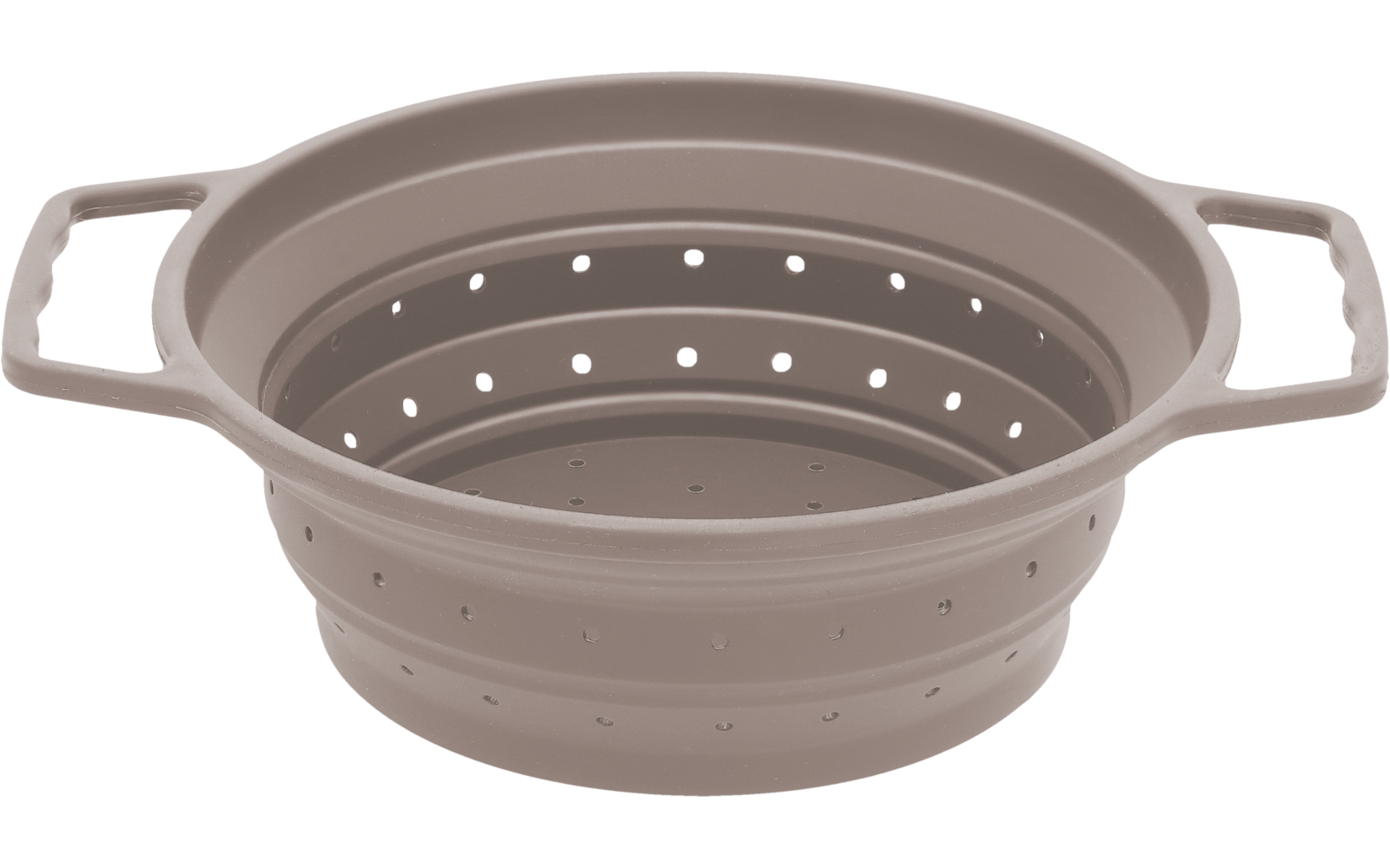 Beiger faltbarer Plastik-Sieb mit Löchern und zwei Griffen