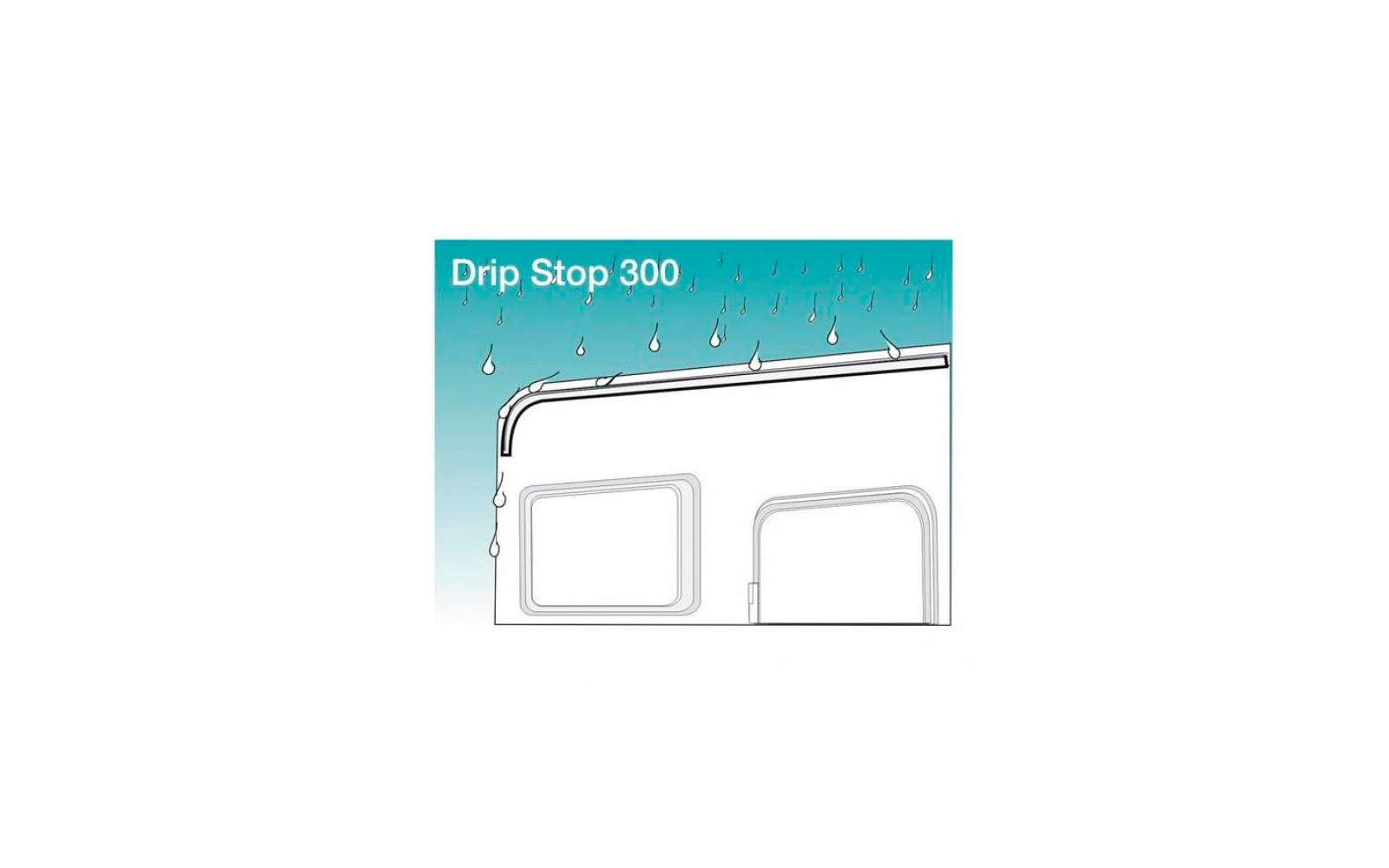 Regen valt op een voertuigdak met een Drip Stop 300 rand