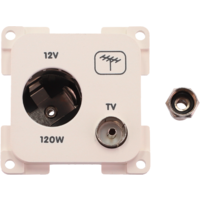 Inprojal System 10.000 Kombi Steckdose 12V mit TV  5 mm wei&szlig;