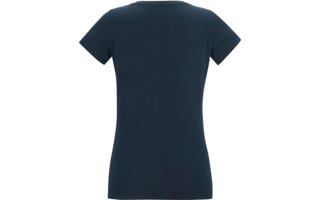 Vue arrière d'un T-shirt bleu foncé à manches courtes et encolure ronde