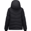 Schwarze Steppjacke mit Kapuze, Rückenansicht, V-förmige Steppnähte und lange Ärmel