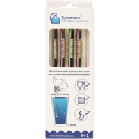 Turtleneck Straw Paille flexible en acier inoxydable 4 pièces / 22 cm brosse de nettoyage incluse Arc-en-ciel