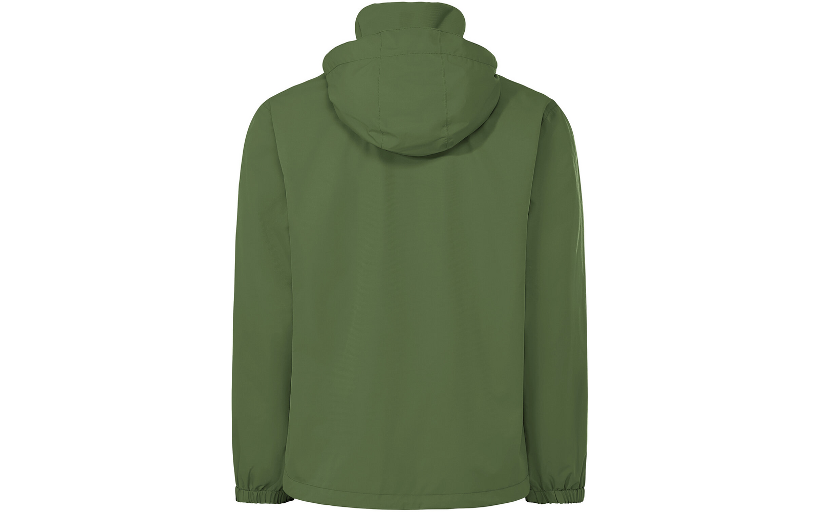 Grüne Kapuzenjacke von hinten, mit langen Ärmeln und elastischen Ärmelbündchen