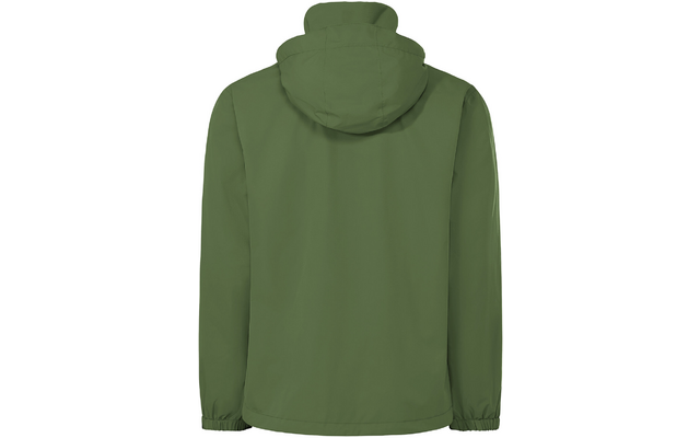 Grüne Kapuzenjacke von hinten, mit langen Ärmeln und elastischen Ärmelbündchen