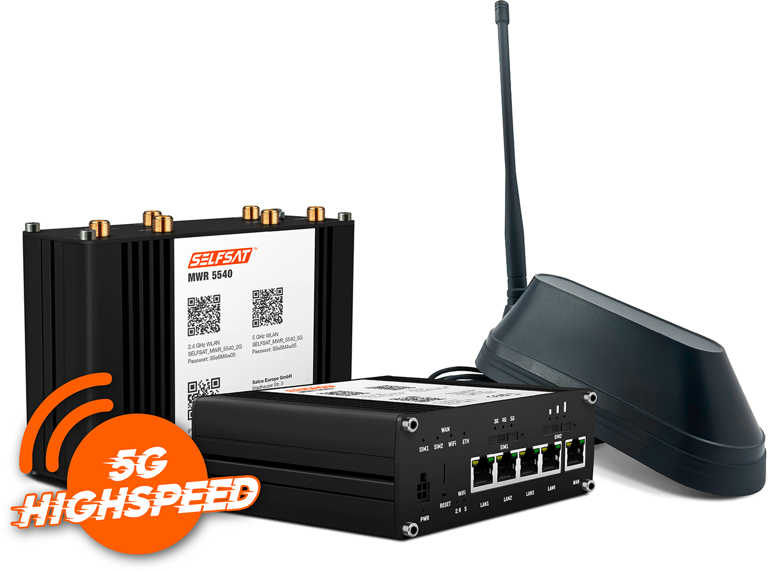 Roof Router Selfsat MWR 5540 5G Cat 12 WLAN router with SHARK 5G roof antenna up to ...