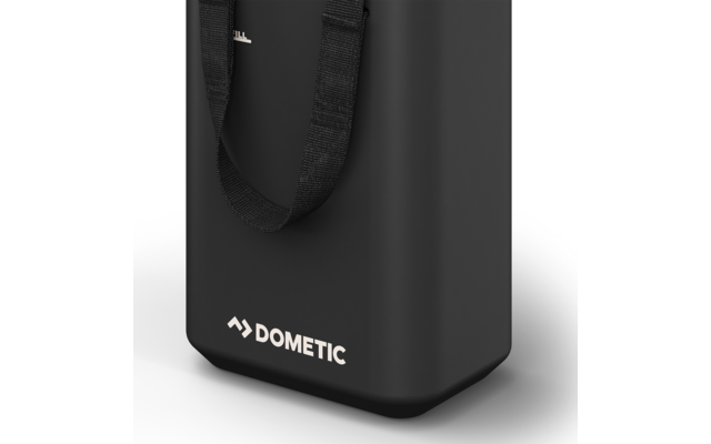 Schwarze Tasche mit Dometic-Logo und verstellbarem Tragegurt