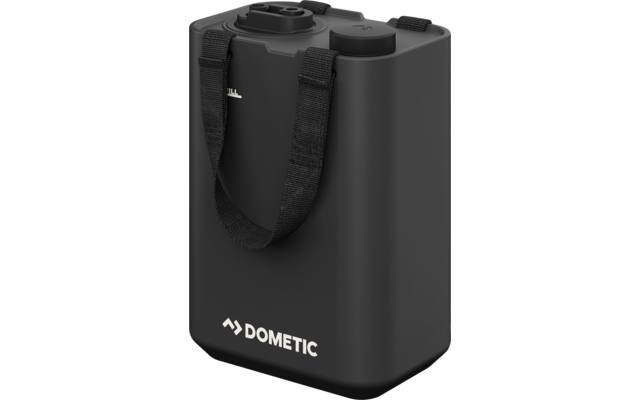 Schwarzer, rechteckiger Behälter mit Tragegriff und DOMETIC-Logo