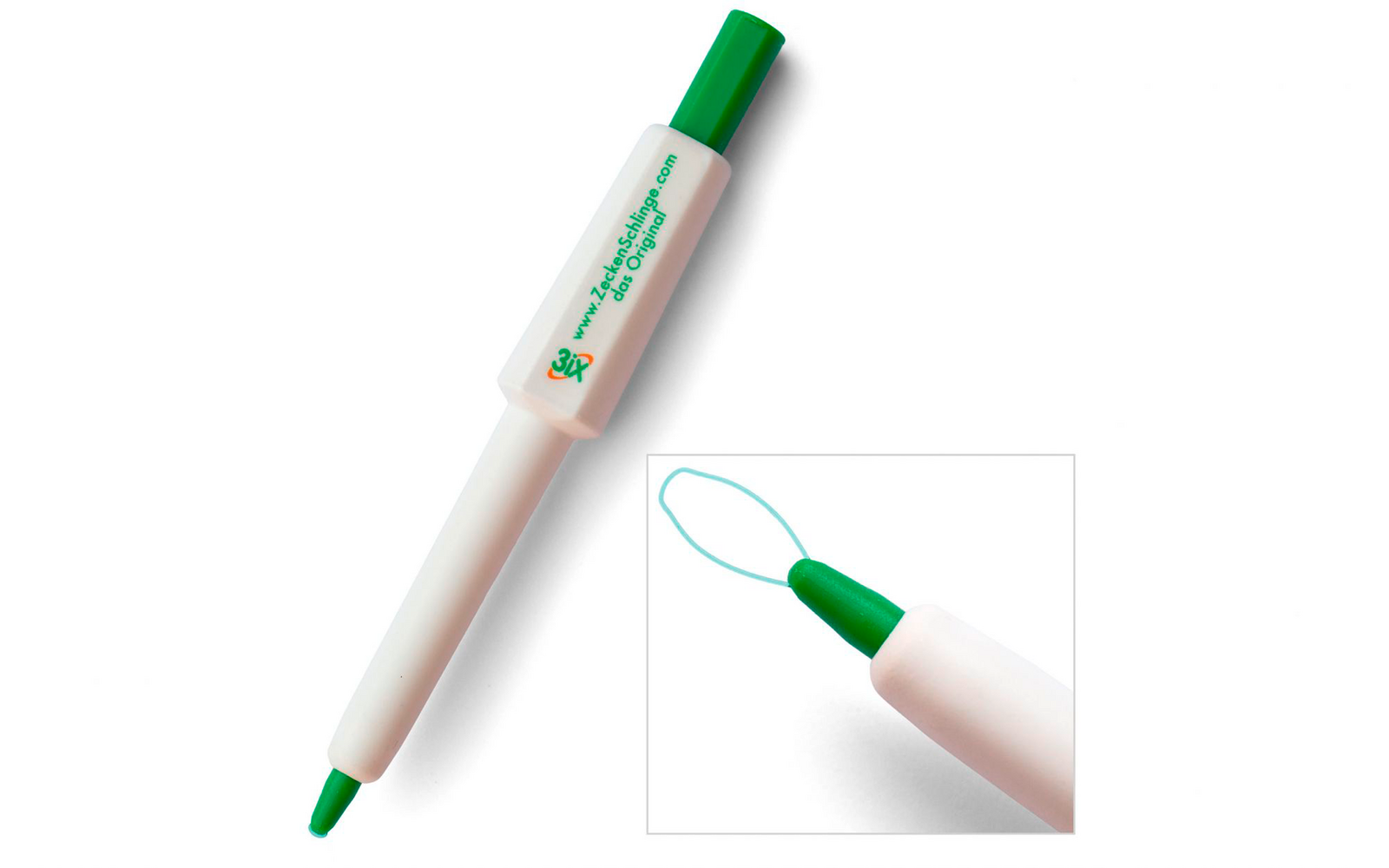Weißer Stift mit grüner Spitze und grüner Kappe