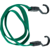 Grünes elastisches Spanngummiseil mit schwarzen Haken an beiden Enden