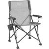 Grauer Klappstuhl aus Mesh-Material mit Armlehnen und Seitentasche