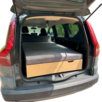 Kit de camperizaci&oacute;n para coches familiares, todocaminos y furgonetas incl. colchoneta de 3 piezas, equipo de fregadero y cocina de gas 173-190 x 91 x 23-44,5 cm Slim Moonbox