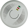 Runder weißer Rauchmelder mit Lüftungsschlitzen, Statuslampen und Testtaste