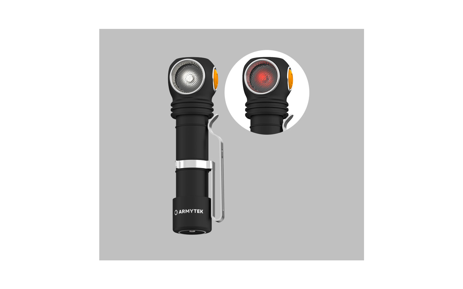 Schwarze multifunktionale Taschenlampe mit rotem Licht und Clip