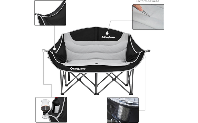 Hamac pliable avec cadre métallique, surface en tissu et deux parois latérales rembourrées