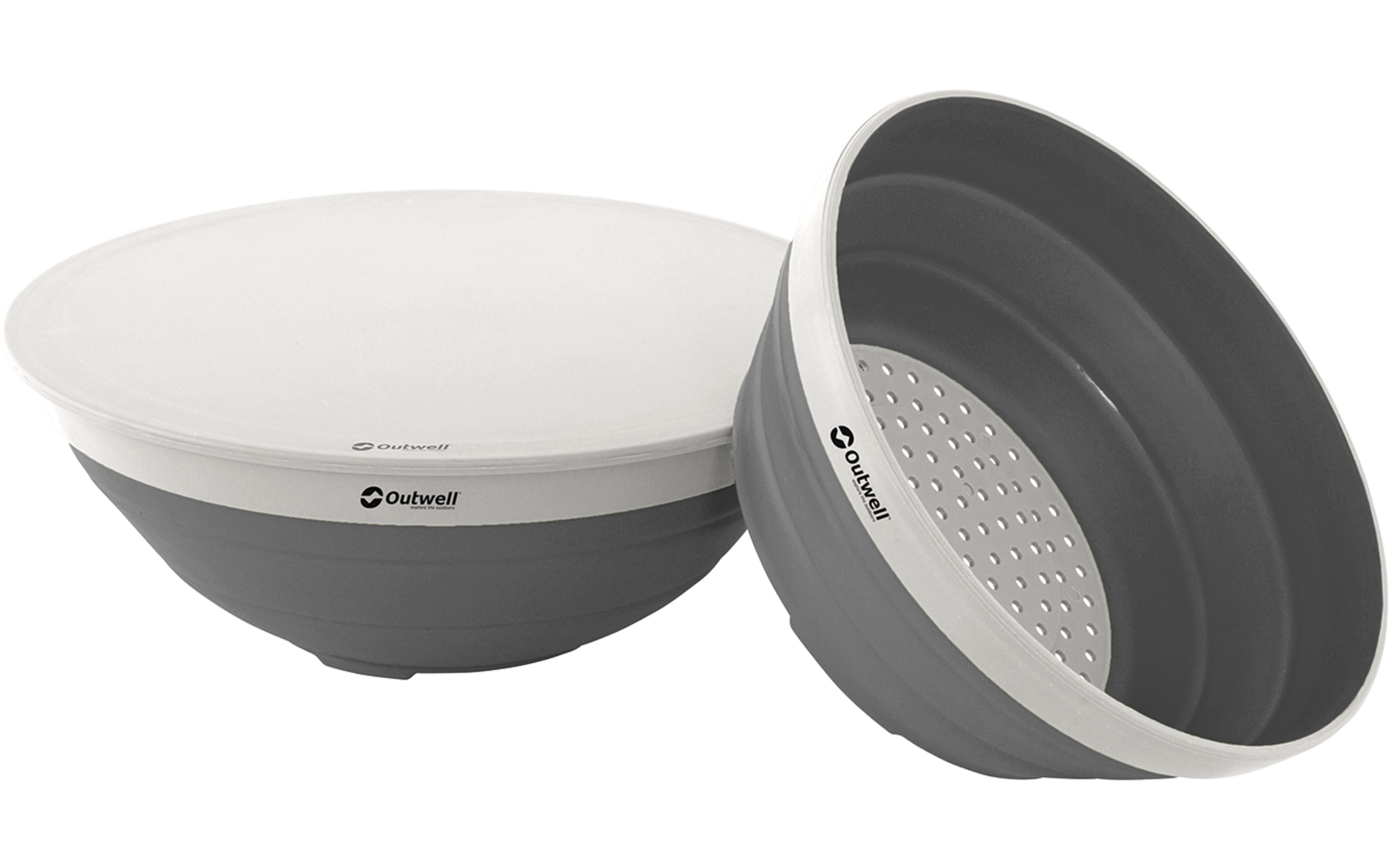 Faltbare graue und weiße Schüssel aus Silikon