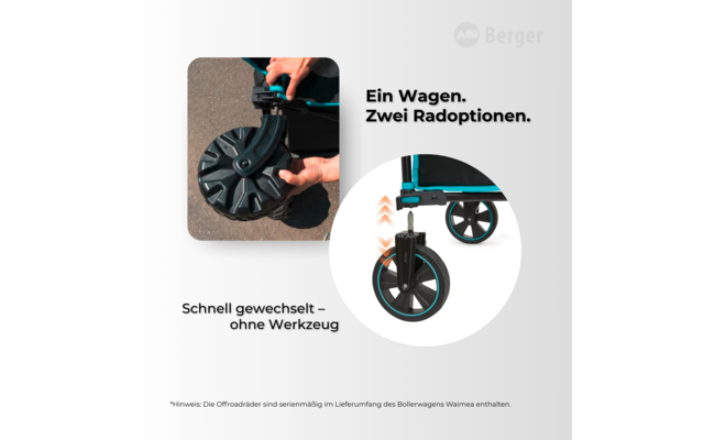 Produktbild Berger Stra&szlig;enr&auml;der 4er Set f&uuml;r den Gel&auml;nde Bollerwagen schwarz 1