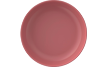 Runder, roter leerer Teller von oben