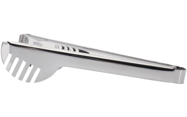 Pince en métal chromée avec embout fendu légèrement incurvé et poignée fermée