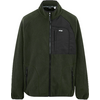 Grüne Fleecejacke mit schwarzer Brusttasche und Reißverschluss