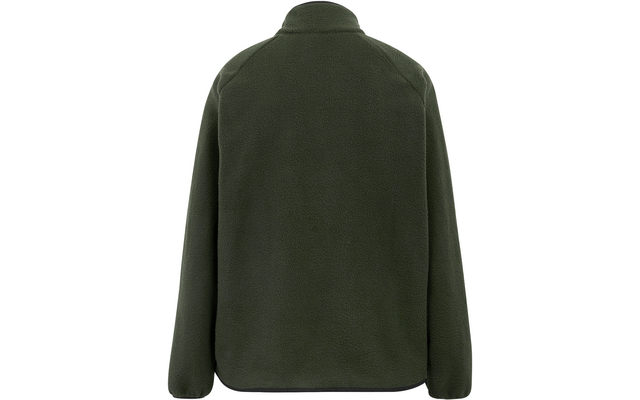 Dunkelgrüne Jacke von hinten mit langem Rücken