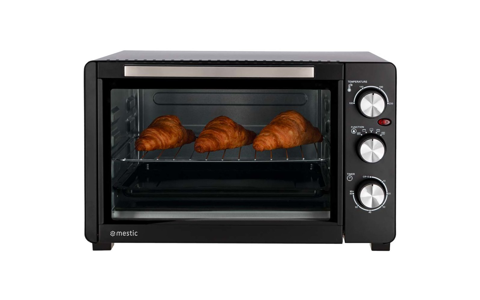 Petit four électrique avec trois croissants à l'intérieur