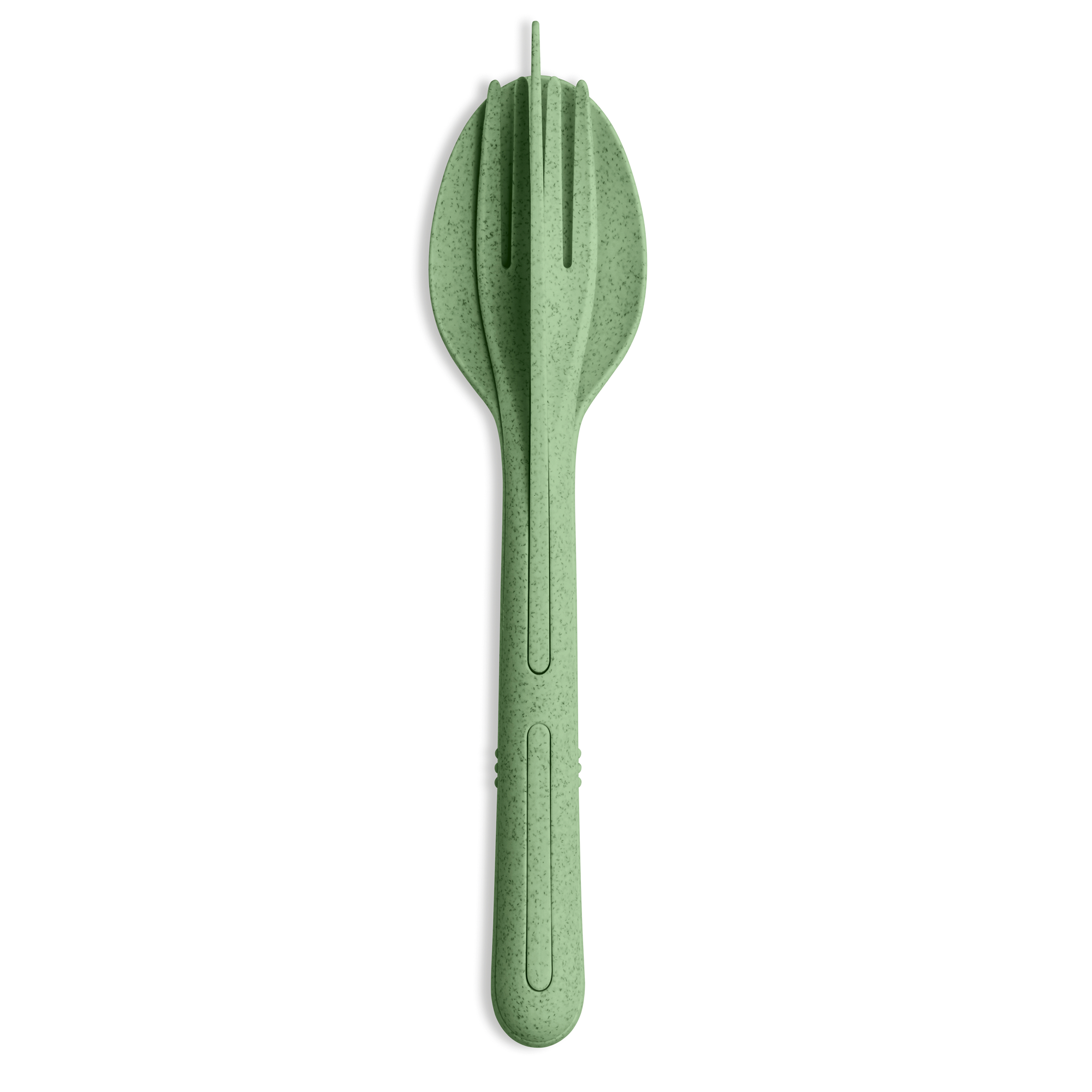 KOZOL Besteck-Set Klkk Pocket Nature Leaf Green (3-tlg), 1 Personen, Kunststoff-Holz-Mx, Für