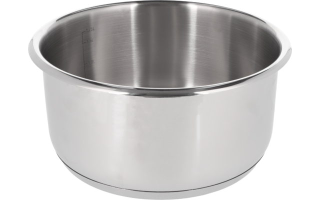 Edelstahlschüssel auf weißem Hintergrund