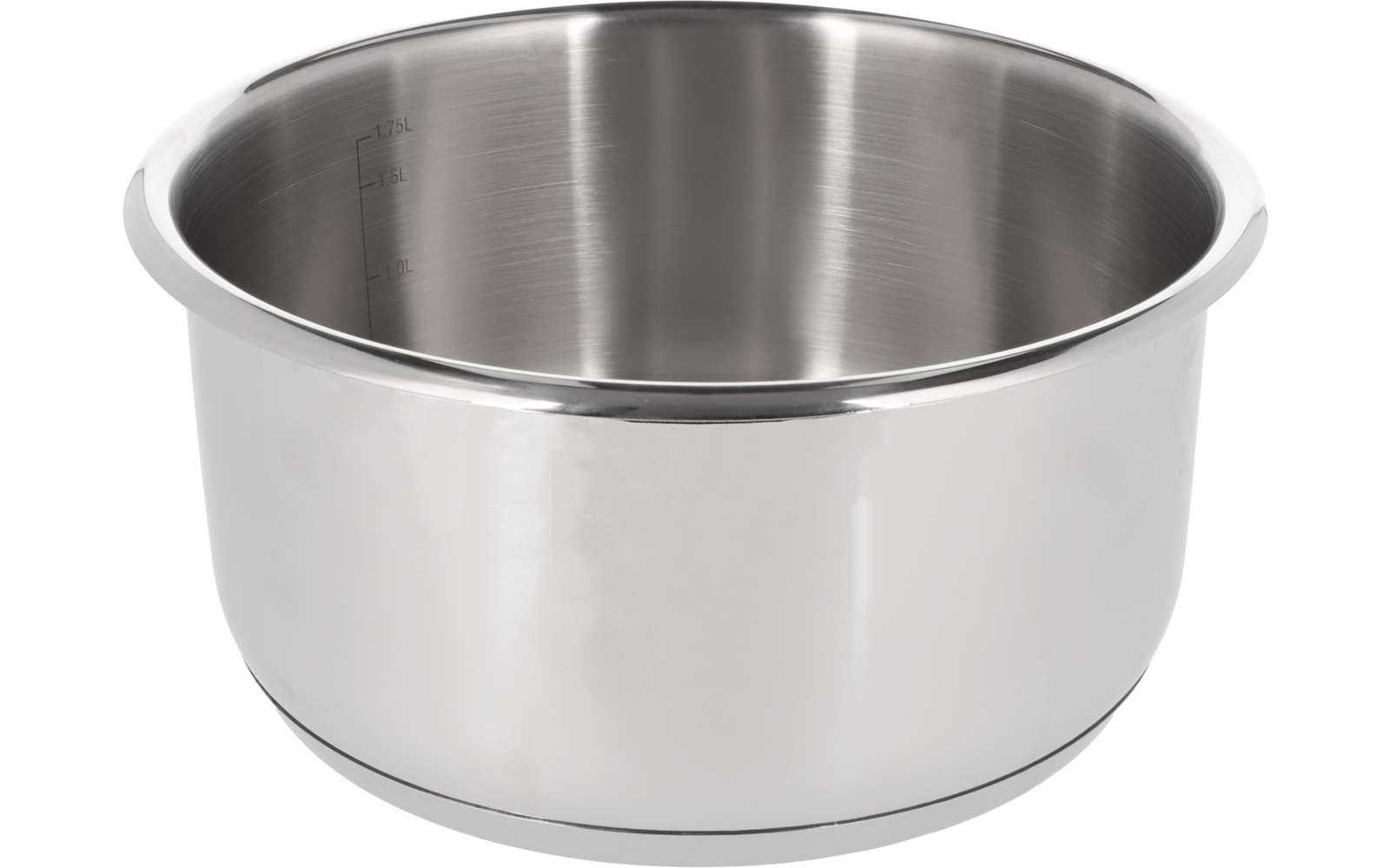 Edelstahlschüssel auf weißem Hintergrund