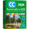 CampingCard ACSI 2026 Buch mit grünem Einband und Campingplatzbildern