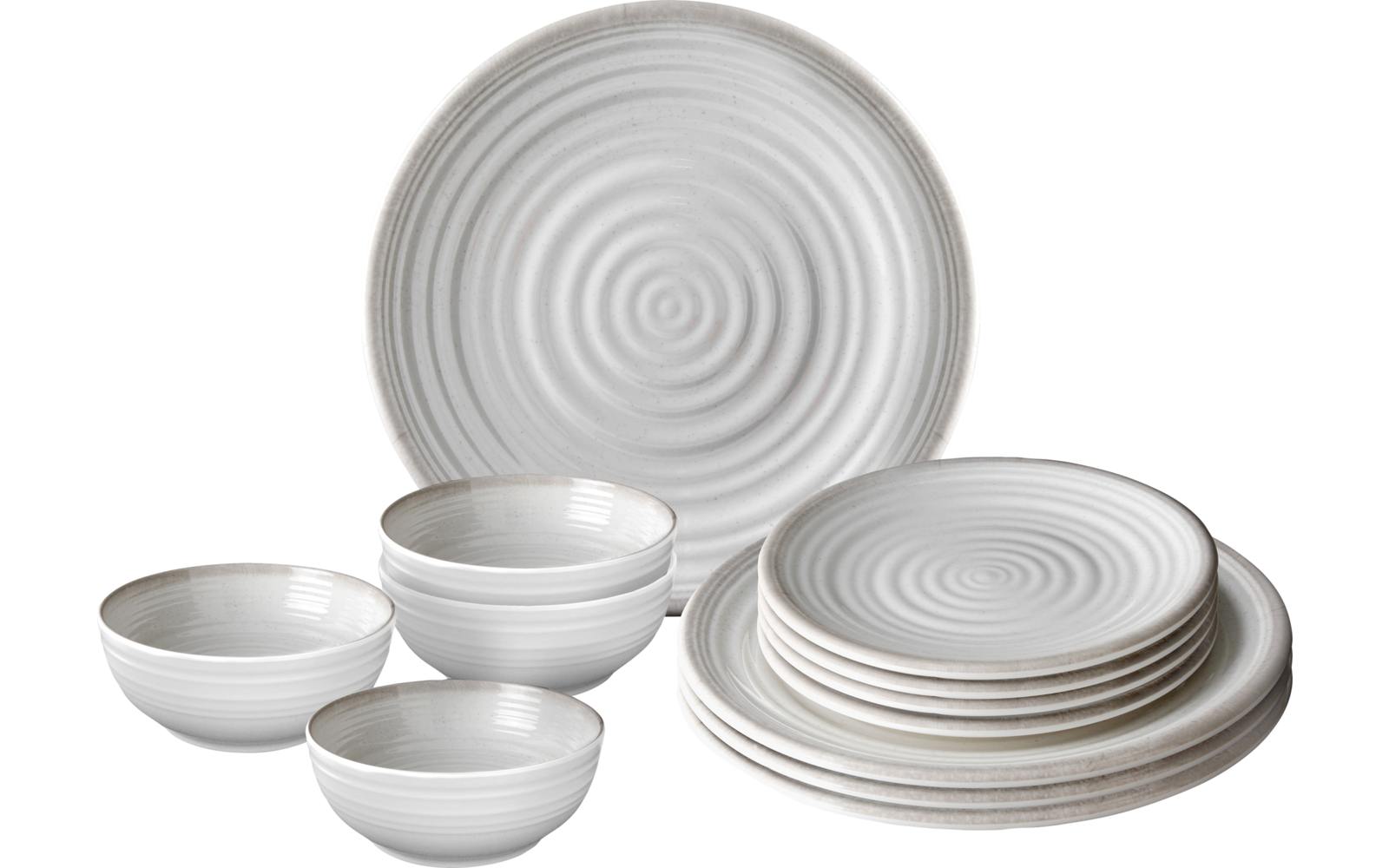 Produktbild Brunner Midday Geschirrset Melamin Mineral 12-teilig Porzellan-Touch Antirutsch BPA-frei 1