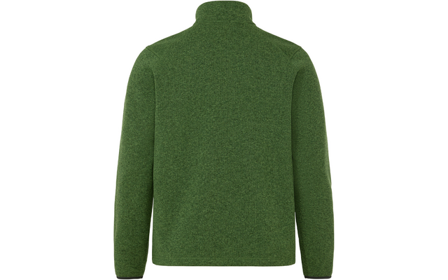 grüne Jacke von hinten, hoher Stehkragen, lange Ärmel, melierte Struktur, weißer Hintergrund