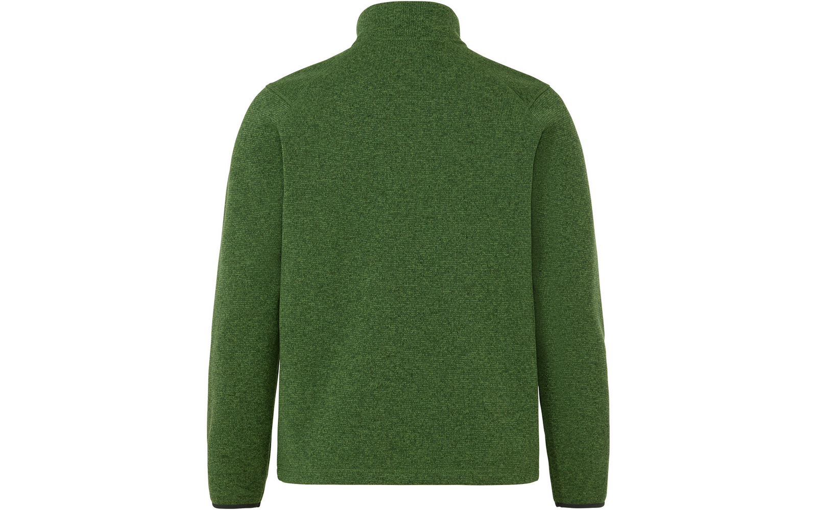 grüne Jacke von hinten, hoher Stehkragen, lange Ärmel, melierte Struktur, weißer Hintergrund