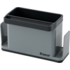 Gray-black rectangular plastic container with open top compartment, internal divider, side walls and 'Outwell' logo on the front