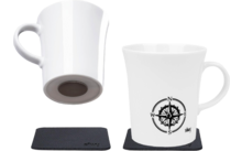 Silwy Porzellan Magnet-Henkel-Tassen REISELUST 2er-Set inkl. Metall-Nano-Gel-Pads BLACK (0,27 l)