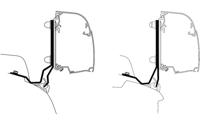 Produktbild Thule Markisenadapterset 2 teilig f&uuml;r Ford Custom V710 und VW Minivan Reimo Multi Rail RHD mit Thule 4200 Wandmarkise 2,60 Meter 1