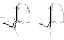 386560 - Thule Markisenadapterset 2 teilig für Ford Custom V710 und VW Minivan Reimo Multi Rail RHD mit Thule 4200 Wandmarkise 2,60 Meter