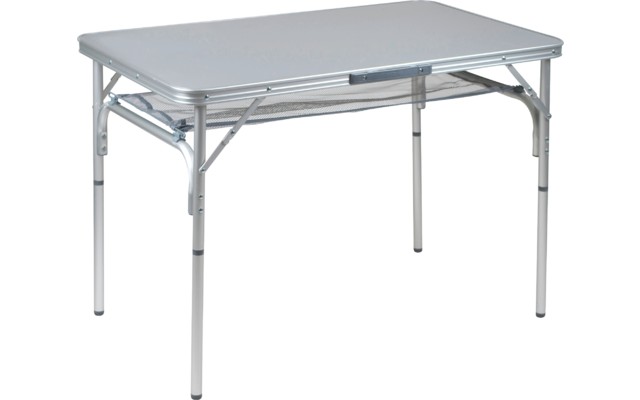 Klappbarer grauer Campingtisch mit vier Beinen